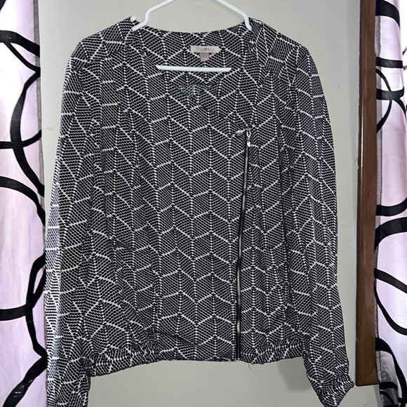 Roz & Ali Women's Jacket Large Black & White Elastic Waist - Picture 1 of 11